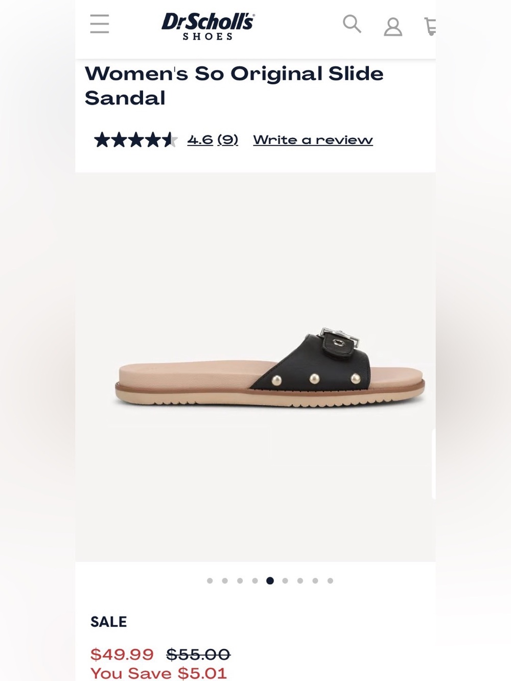 Dr. Scholl's Black Slide Mules with Gold Buckle